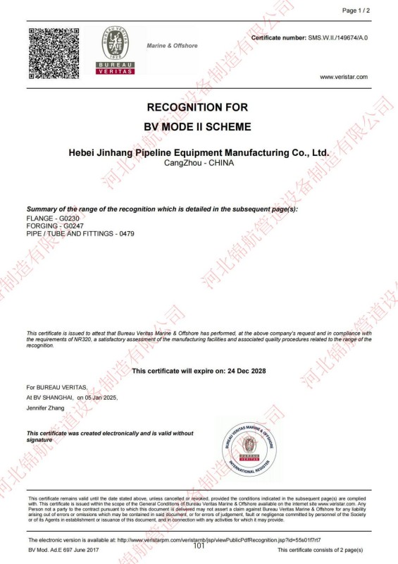 Компания Hebei Jinhang Pipeline Equipment Manufacturing Co., Ltd. – Сертификаты, система качества и опыт экспорта